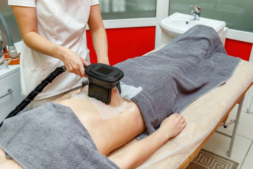 Cryolipolysis fat freezing treatment. Weight loss and slimming procedure Cryolipolysis fat freezing treatment
