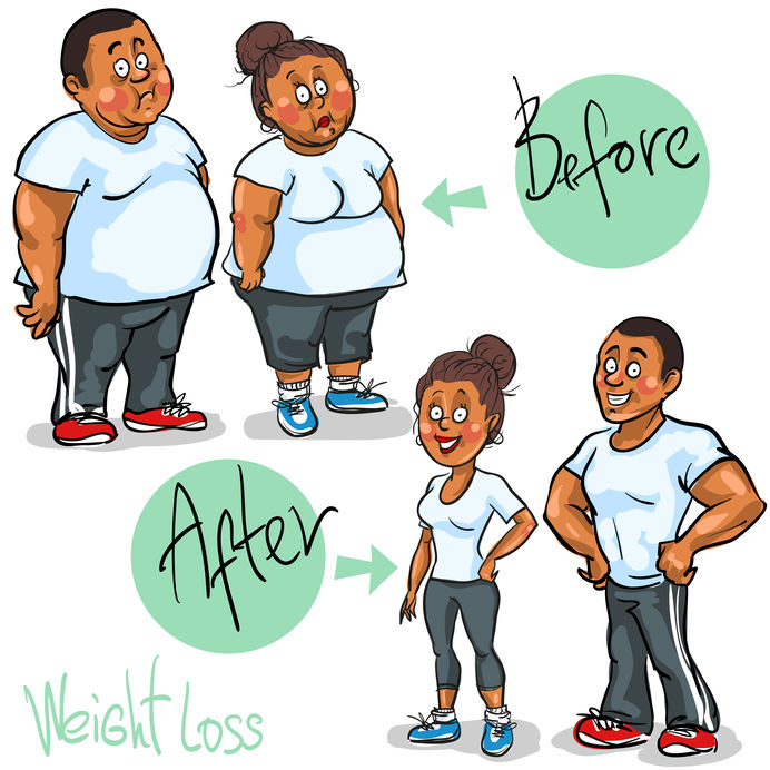 Man and Woman before and after weight loss. Man and Woman before and after weight loss.
